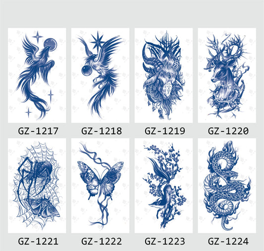 8 Sheets Semi-Permanent Tattoo Half Arm (18*11CM)