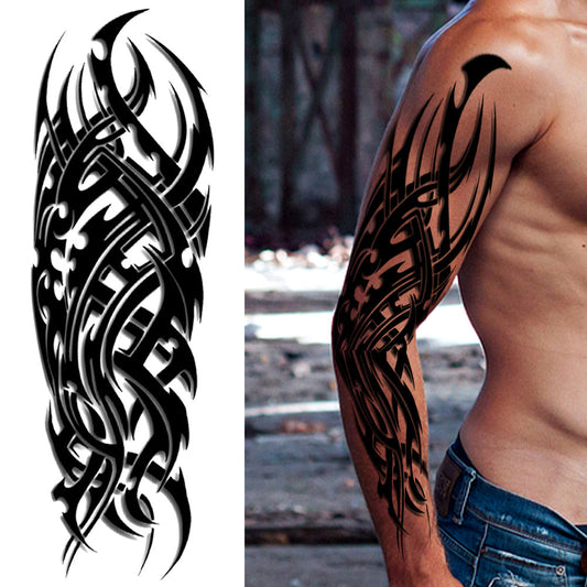 Full Arm Sleeve Maori Temporary Tattoos Realistic Thorns Totem Waterproof Tattoo Stickers Arm Body
