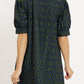 V-Neck Trellis Navy Pockets Dress