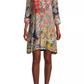 Intricate Floral Collage Decorates Button Shirtdress