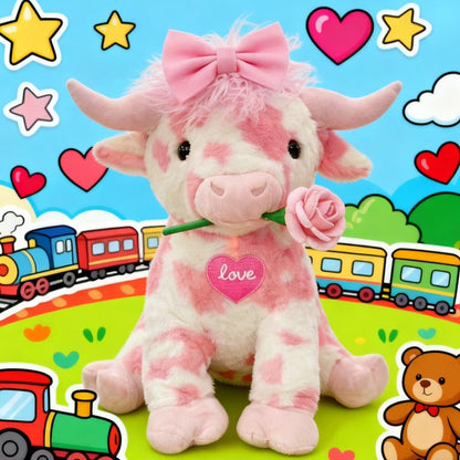 🐮Valentine's Day Best gift - Valentine’s Rose-Pink Highland Cow Plush Toy