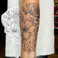 10 Sheets 3D Black Rose Peony Temporary Tattoo