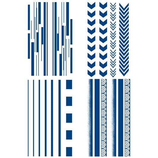 4 Sheets Semi-Permanent Tattoo Line Dots Arrow