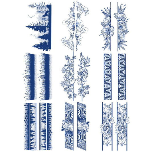 9 Sheets Forests Mountain Flower Arm Ring Semi-permanent Tattoos