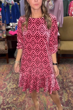 Casual Graphic Velvet Dress