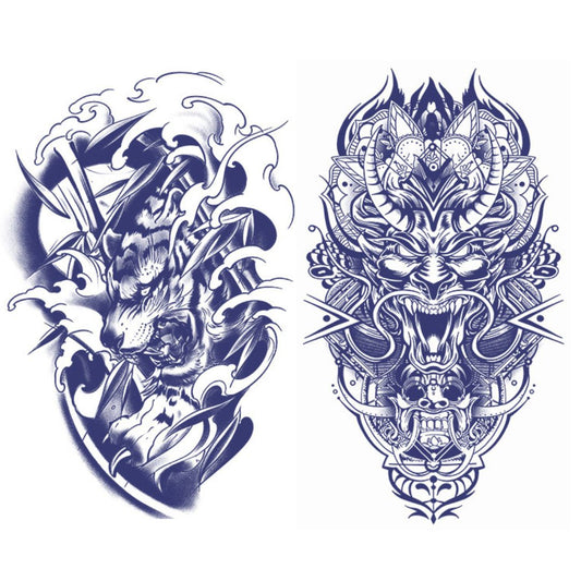 2 Sheets Tiger Dragon Juice Ink Half Arm Semi-Permanent Tattoo
