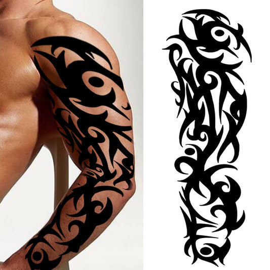 Full Arm Sleeve Maori Temporary Tattoos Realistic Thorns Totem Waterproof Tattoo Stickers Arm Body