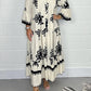 Cream & Black Printed Floaty Maxi Dress