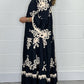 Cream & Black Printed Floaty Maxi Dress