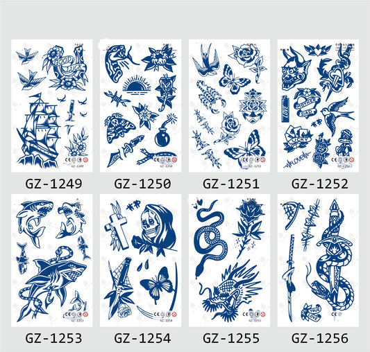 8 Sheets Semi-Permanent Tattoo Half Arm (18*11CM)