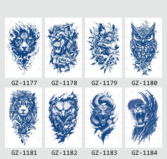 8 Sheets Semi-Permanent Tattoo Half Arm (18*11CM)