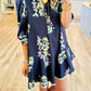 Floral Flounce Hem Pocket Dress