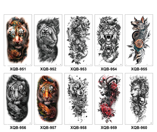 10 Sheets Art Waterproof Half Arm Temporary Tatto