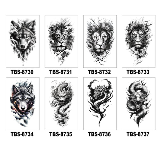 8 Sheets Art Waterproof Half Arm Temporary Tatto