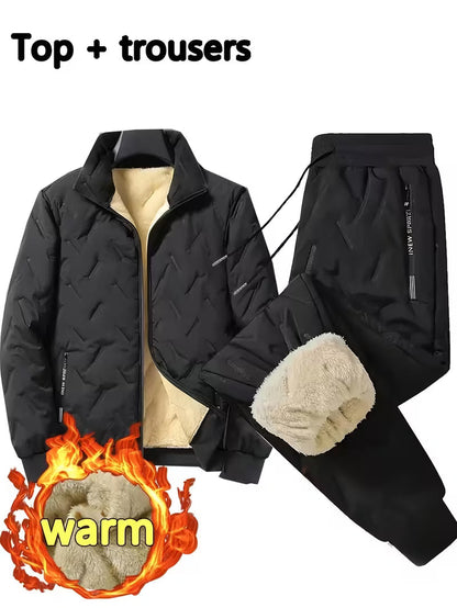Men's Stylish Warm Jacket & Pants Two-Piece Set