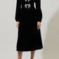 Bow Velvet Midi Dress