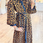 Leopard Contrast Button Down Midi Dress