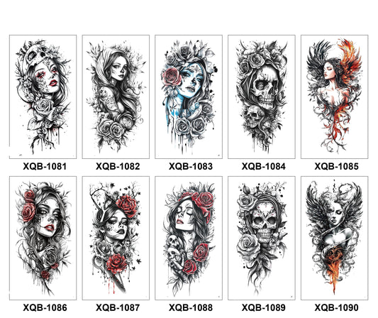 10 Sheets Art Waterproof Half Arm Temporary Tatto