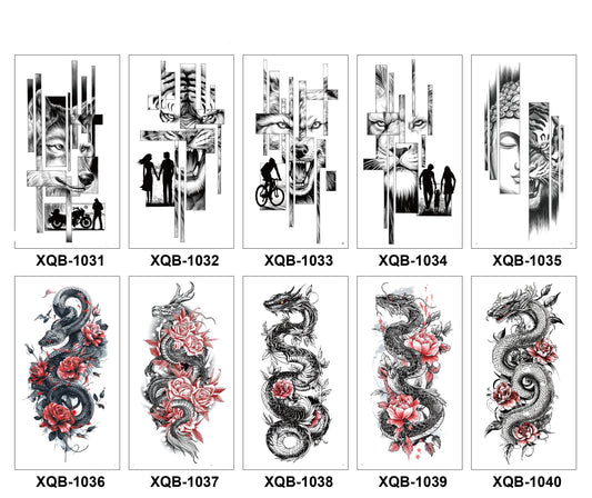 10 Sheets Art Waterproof Half Arm Temporary Tatto