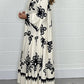 Cream & Black Printed Floaty Maxi Dress