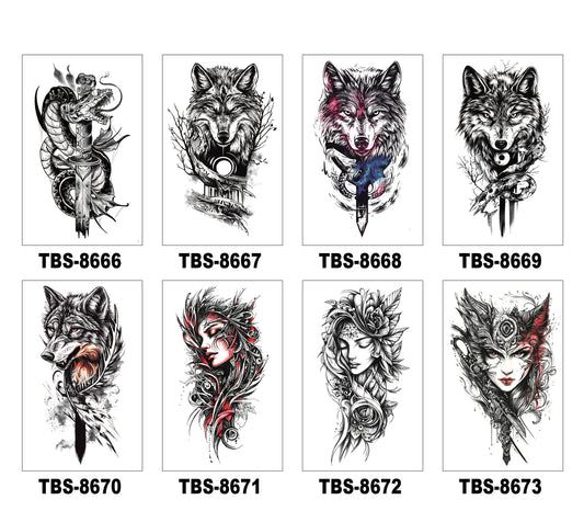 8 Sheets Art Waterproof Half Arm Temporary Tatto