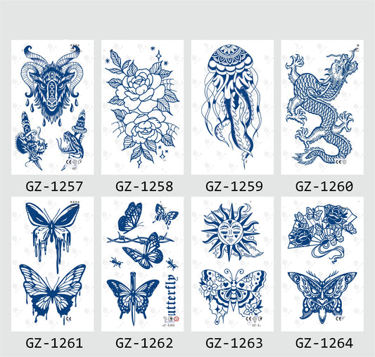 8 Sheets Semi-Permanent Tattoo Half Arm (18*11CM)