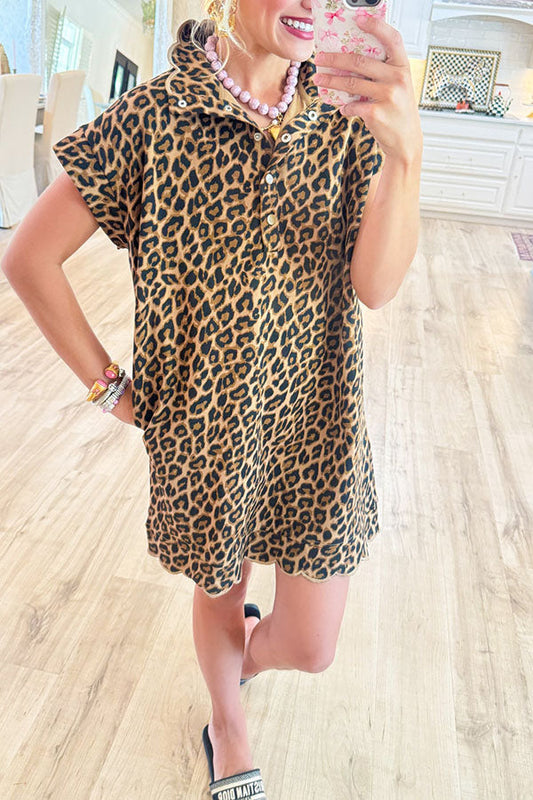 Leopard Scallop Hem Dress