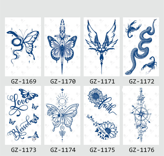 8 Sheets Semi-Permanent Tattoo Half Arm (18*11CM)