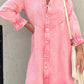 Long Sleeve Pink Downtown Denim Shirt Dress