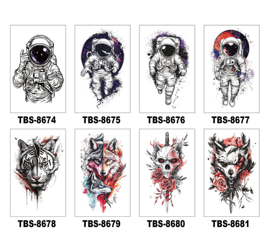 8 Sheets Art Waterproof Half Arm Temporary Tatto