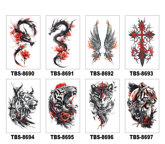 8 Sheets Art Waterproof Half Arm Temporary Tatto