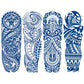 4 Sheets Metalic Tribe Semi Permanent Full Arm Sleeves Tattoo Lasts 15 Days