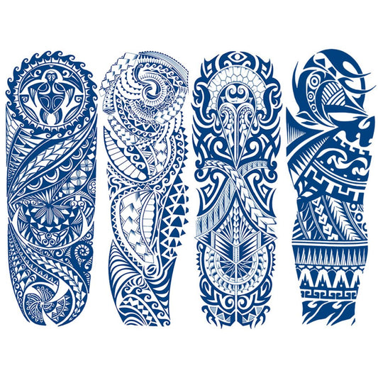 4 Sheets Metalic Tribe Semi Permanent Full Arm Sleeves Tattoo Lasts 15 Days