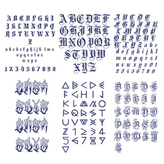 6 Sheets Cool Finger Hand Letters Semi-Permanent Tattoo Stickers