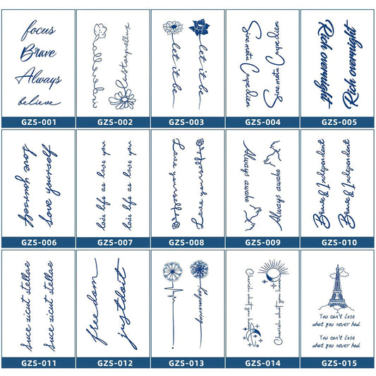 15 Sheets Cool Art Large Semi-Permanent Tattoo Stickers