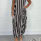 Stripe Oversize Tie Pocket Dress