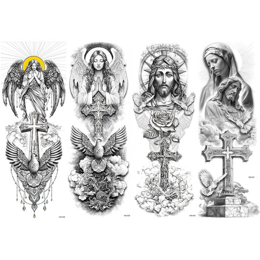 4 Sheets Christ Angel Jesus Cross Full Arm Sleeves