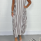 Stripe Oversize Tie Pocket Dress