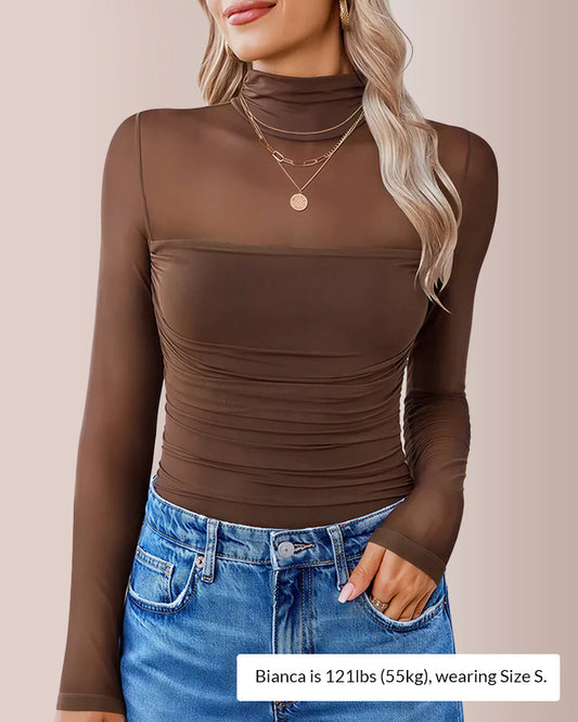 Turtle Neck Long Sleeve Shapewear Bodysuit