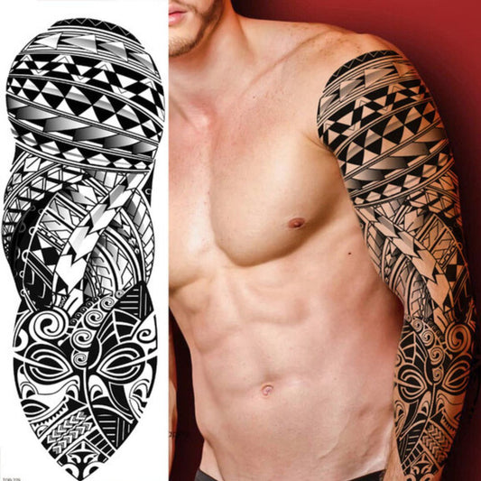 Full Arm Maori Totem Sleeve Black Cool 170mm * 480mm Waterproof Temporary Tattoo