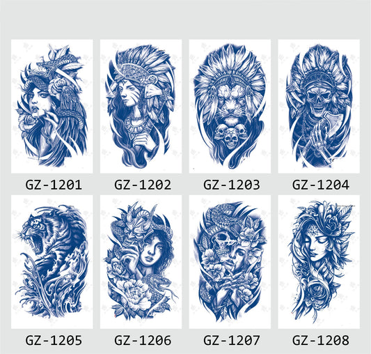 8 Sheets Semi-Permanent Tattoo Half Arm (18*11CM)