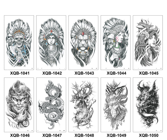 10 Sheets Art Waterproof Half Arm Temporary Tatto