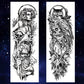 4 Sheets Full Arm Leg Extra Large Temporary Tattoos, Owl Snake Skull God Medusa Poseidon Anubis Horus Lion Eagle Egypt