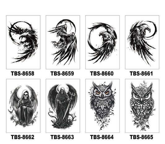 8 Sheets Art Waterproof Half Arm Temporary Tatto