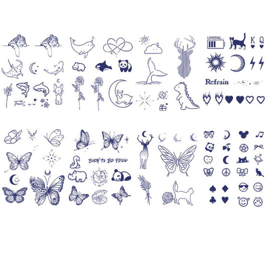 8 Sheets Cute Animal Small Finger Semi-Permanent Tattoo Stickers