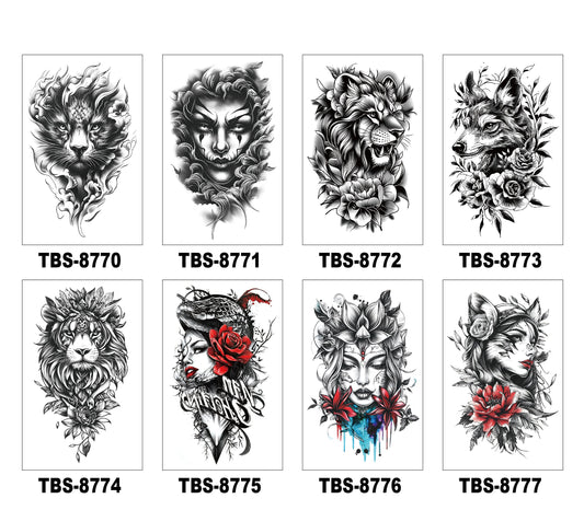 8 Sheets Art Waterproof Half Arm Temporary Tatto