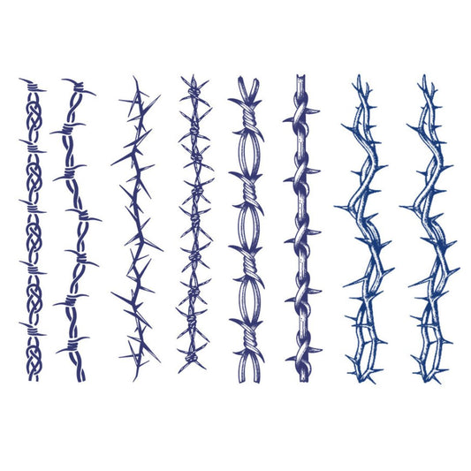 4 Sheets Barbed Wire Semi-permanent Tattoos for Neck Wrist Arm