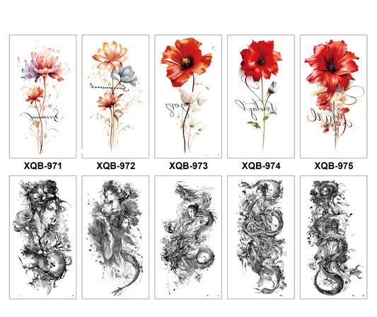 10 Sheets Art Waterproof Half Arm Temporary Tatto