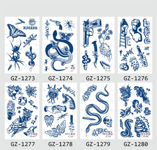 8 Sheets Semi-Permanent Tattoo Half Arm (18*11CM)