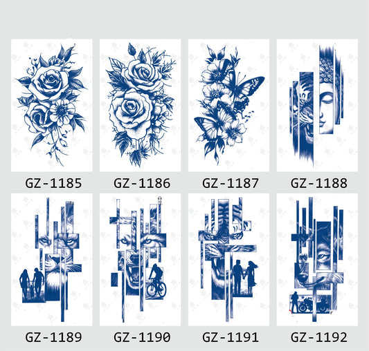 8 Sheets Semi-Permanent Tattoo Half Arm (18*11CM)